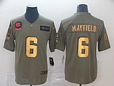 Nike Browns 6 Baker Mayfield 2019 Olive Gold Salute To Service Limited Jersey,baseball caps,new era cap wholesale,wholesale hats
